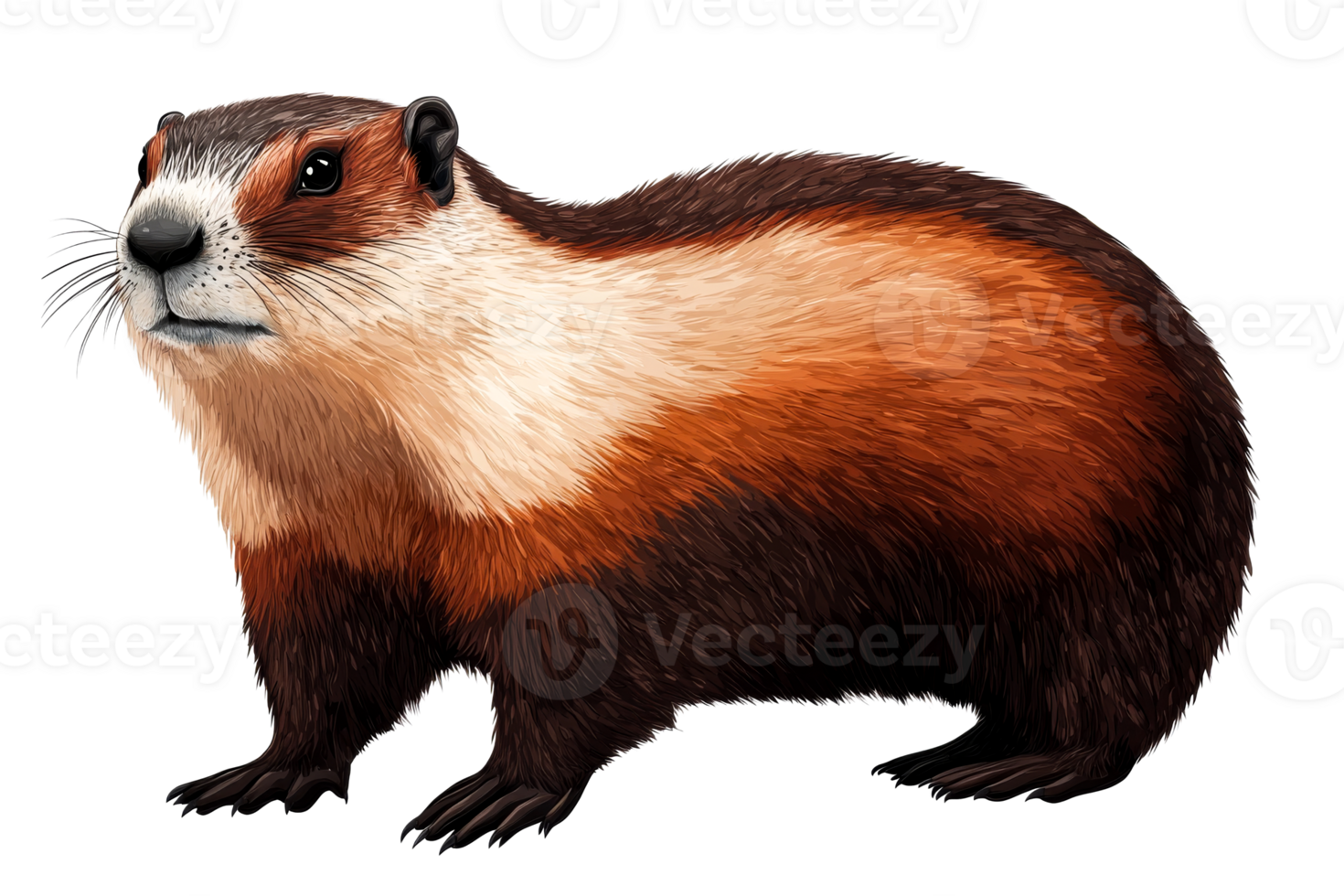 Marmot standing on transparent background showcasing its fur patterns png
