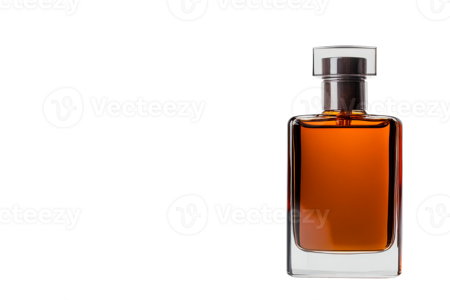 Amber liquid in an elegant glass perfume bottle png