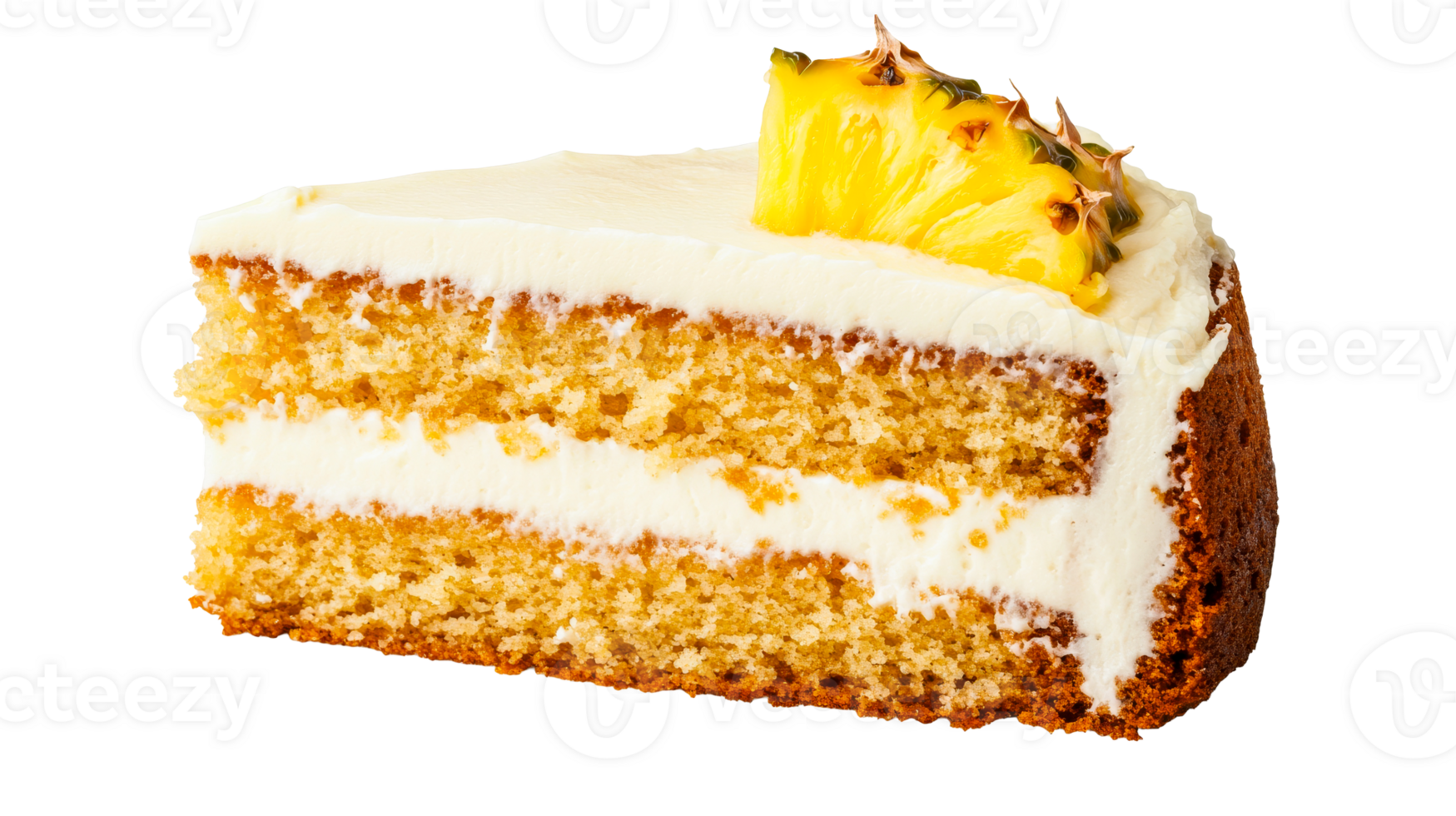 Delicious pineapple cake slice with cream and tropical flavor png