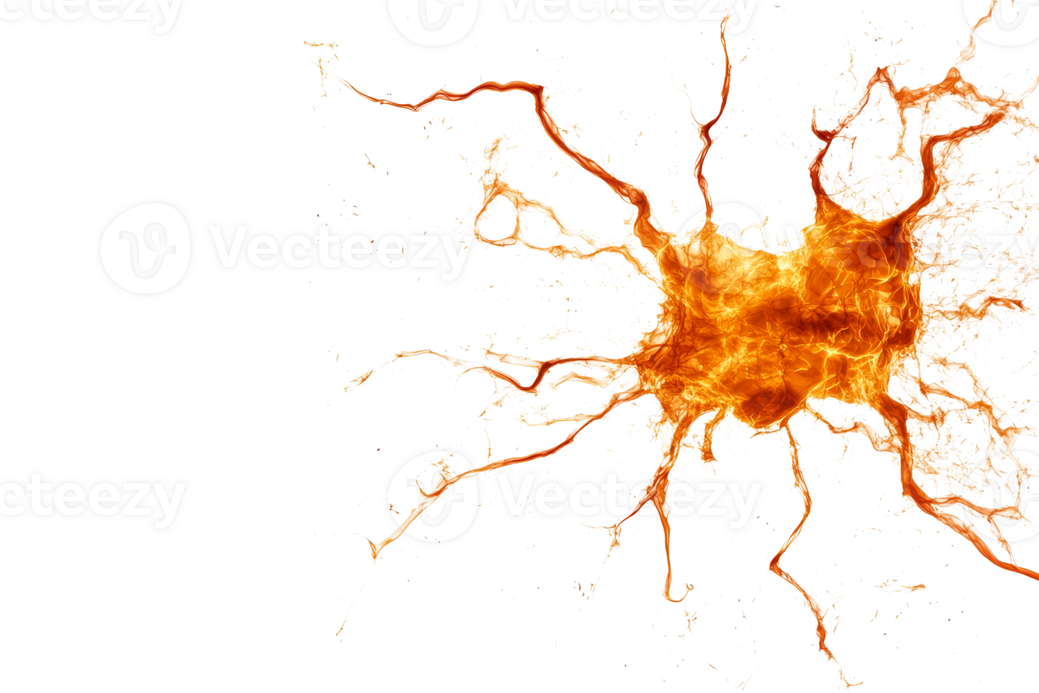 Orange energy burst with transparent background for creative use png