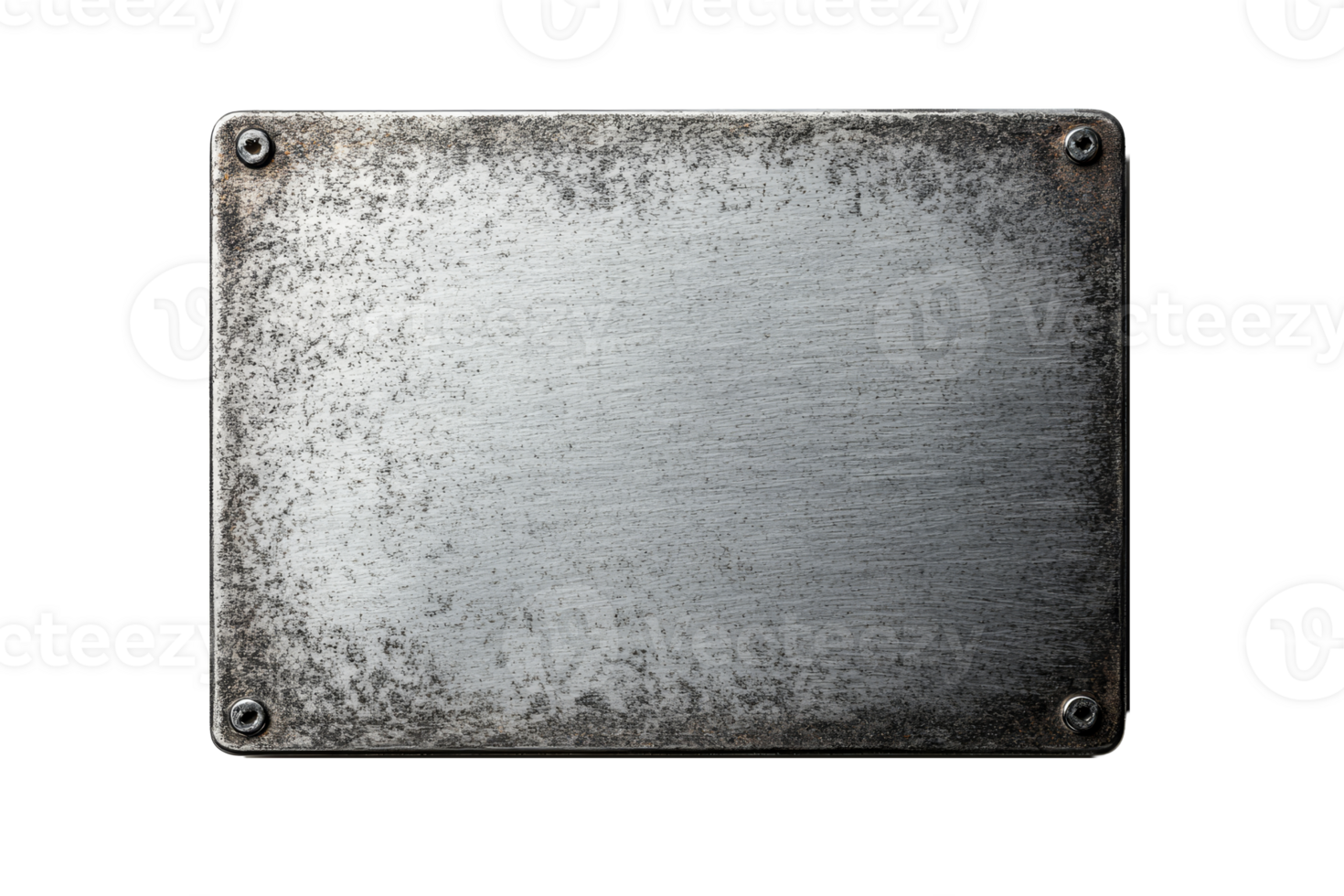 Metal plate with a weathered texture on a transparent background png
