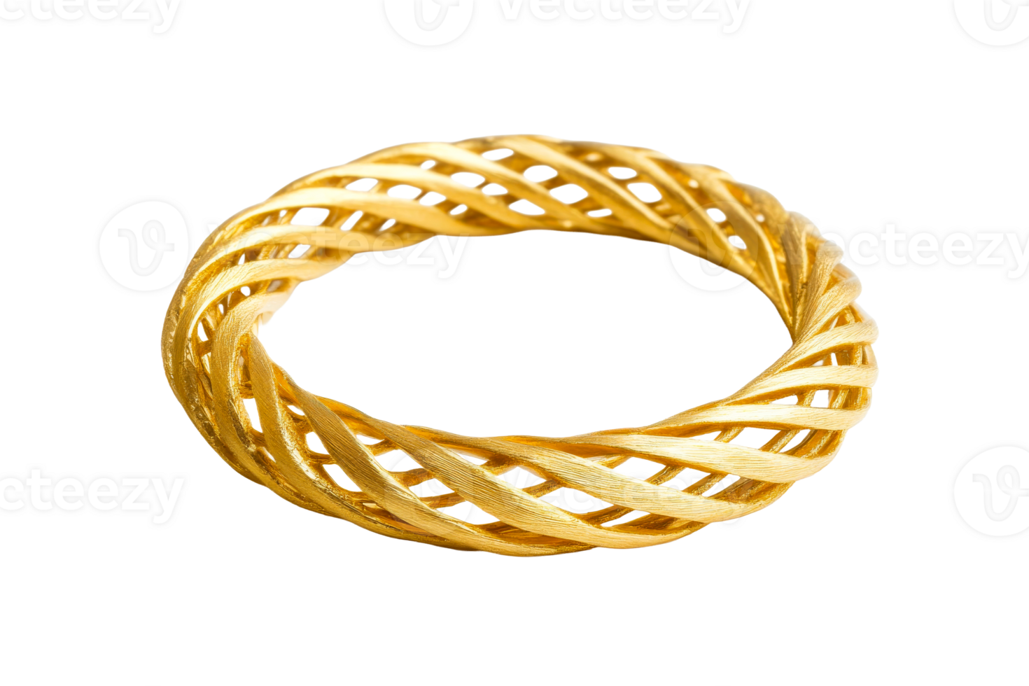 Elegant gold twisted bracelet with a transparent background png