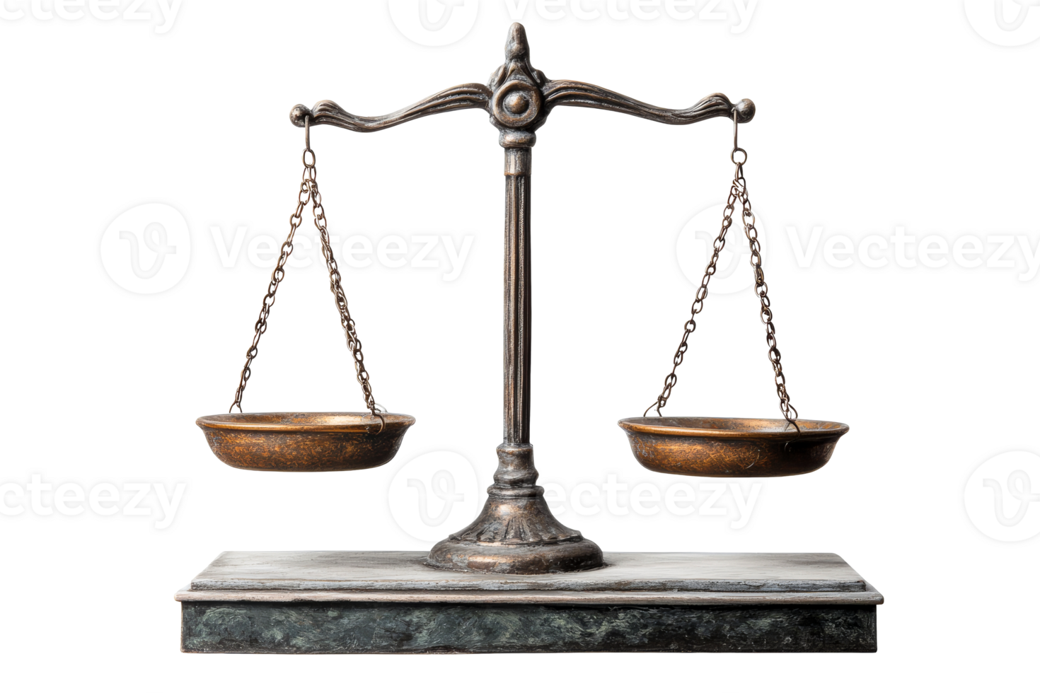 Classic balance scale with two bowls on a clear background png