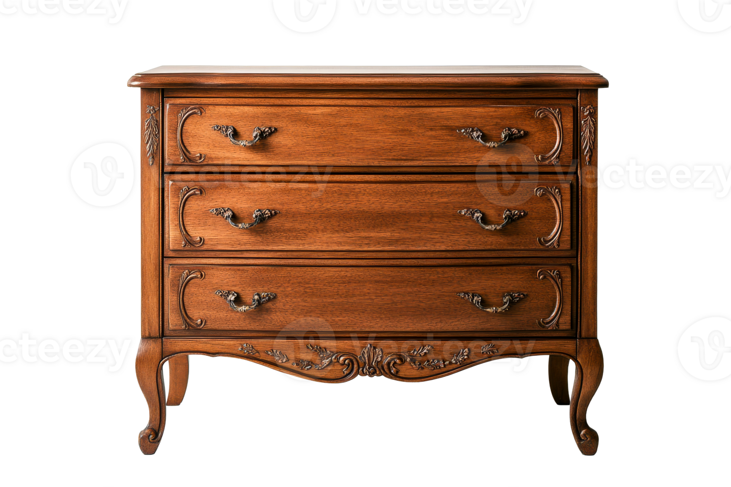 Elegant wooden dresser with intricate carvings and classic design png