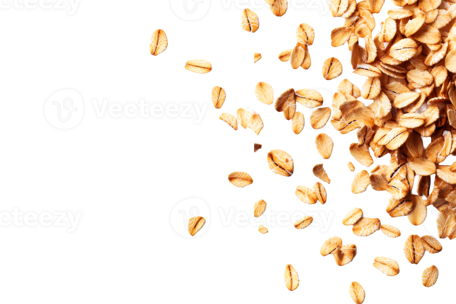 Scattered golden oats on a transparent background for culinary use png