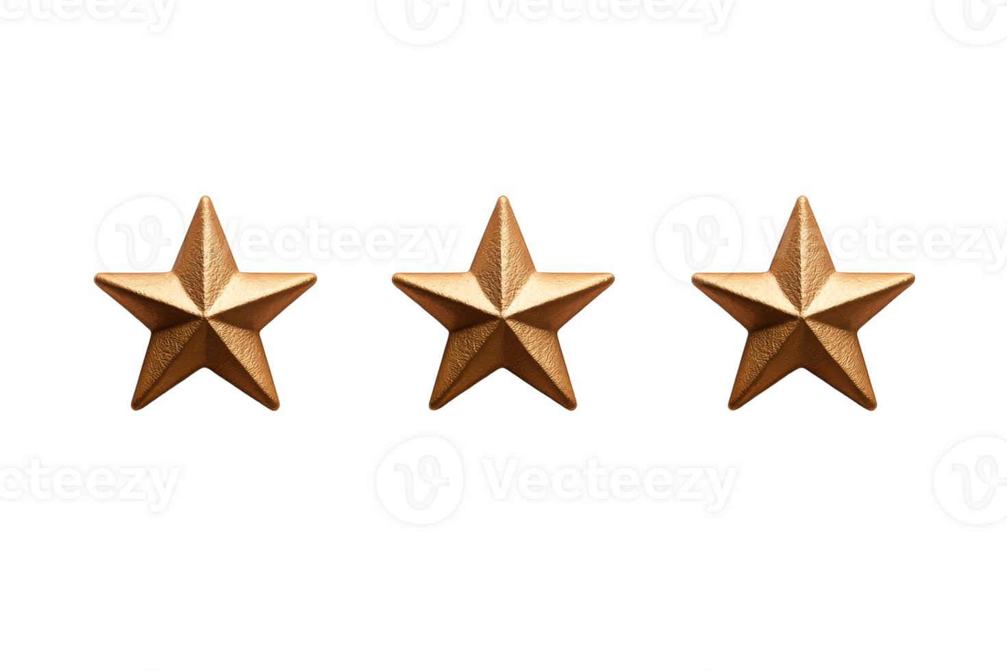 Three golden stars with a transparent background for designs png