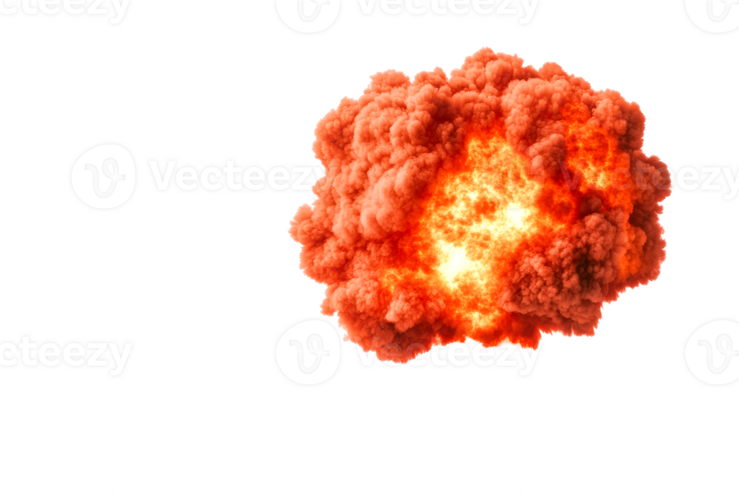 Dramatic explosion cloud with bright flames on transparent background png