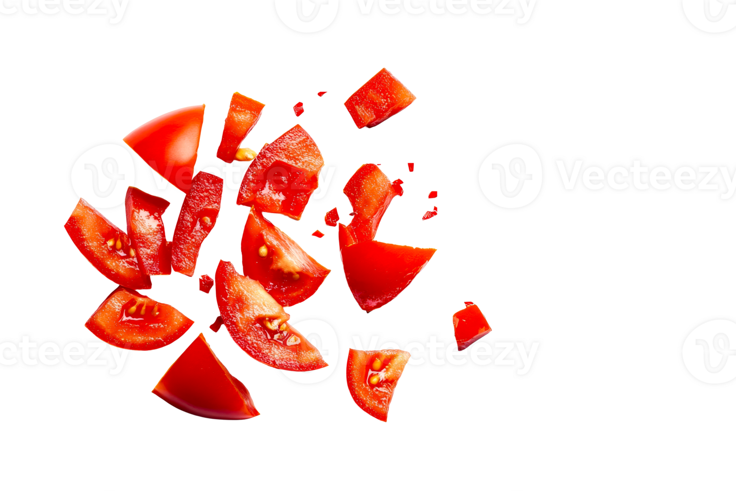 Chopped ripe tomatoes on a transparent background png