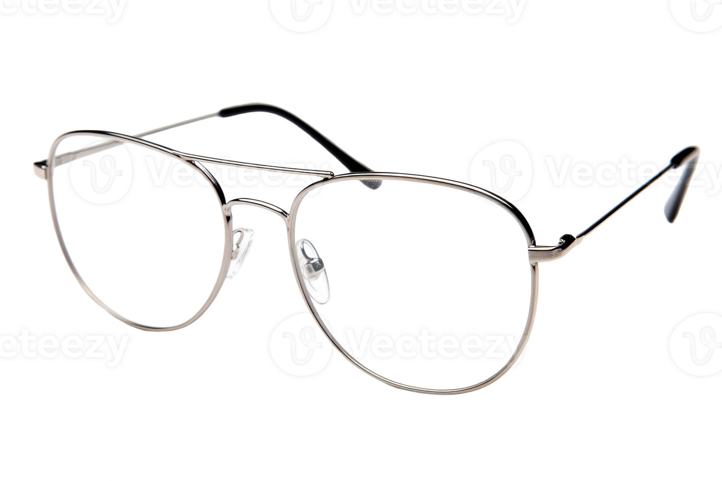 Stylish silver frame eyeglasses with a transparent background png