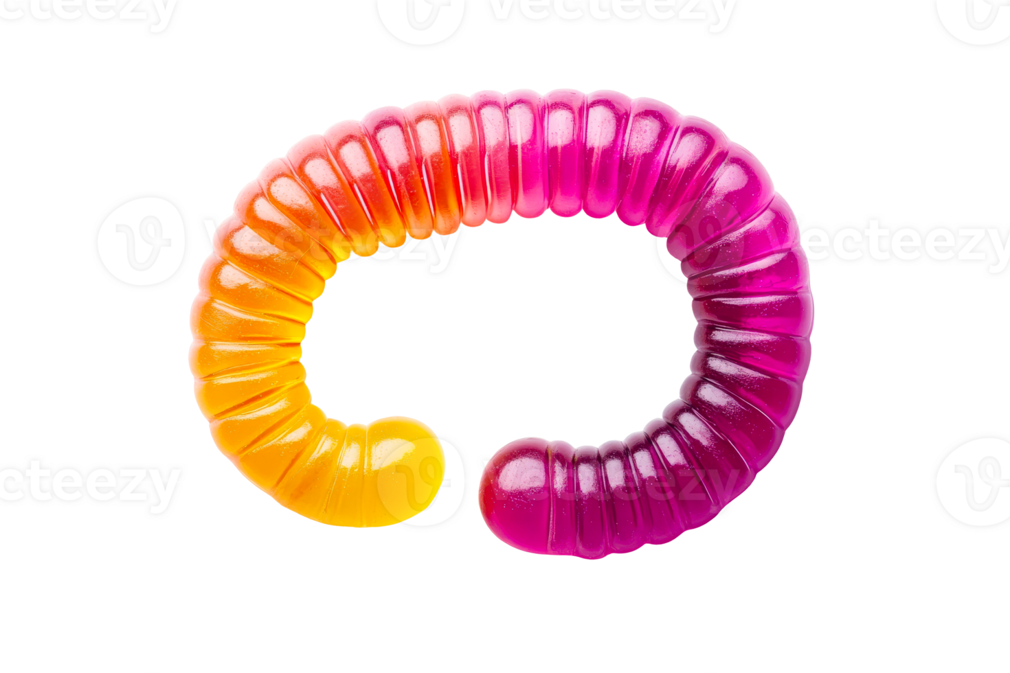 Colorful gummy worm with transparent background for playful design png