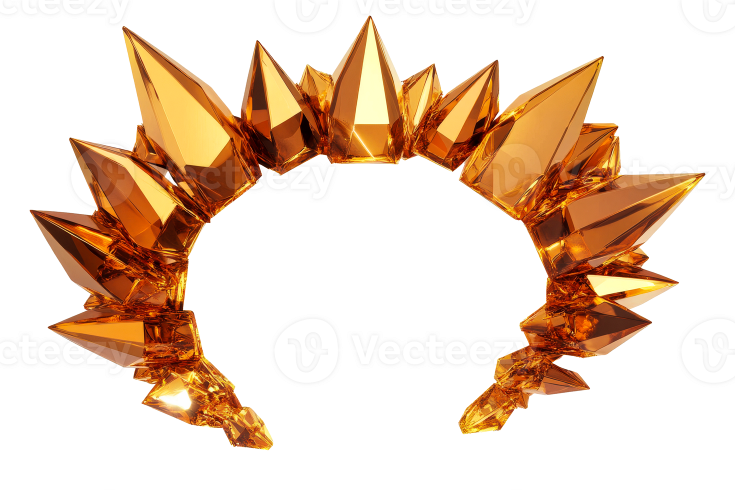 Crystal crown with sharp golden spikes on transparent background png