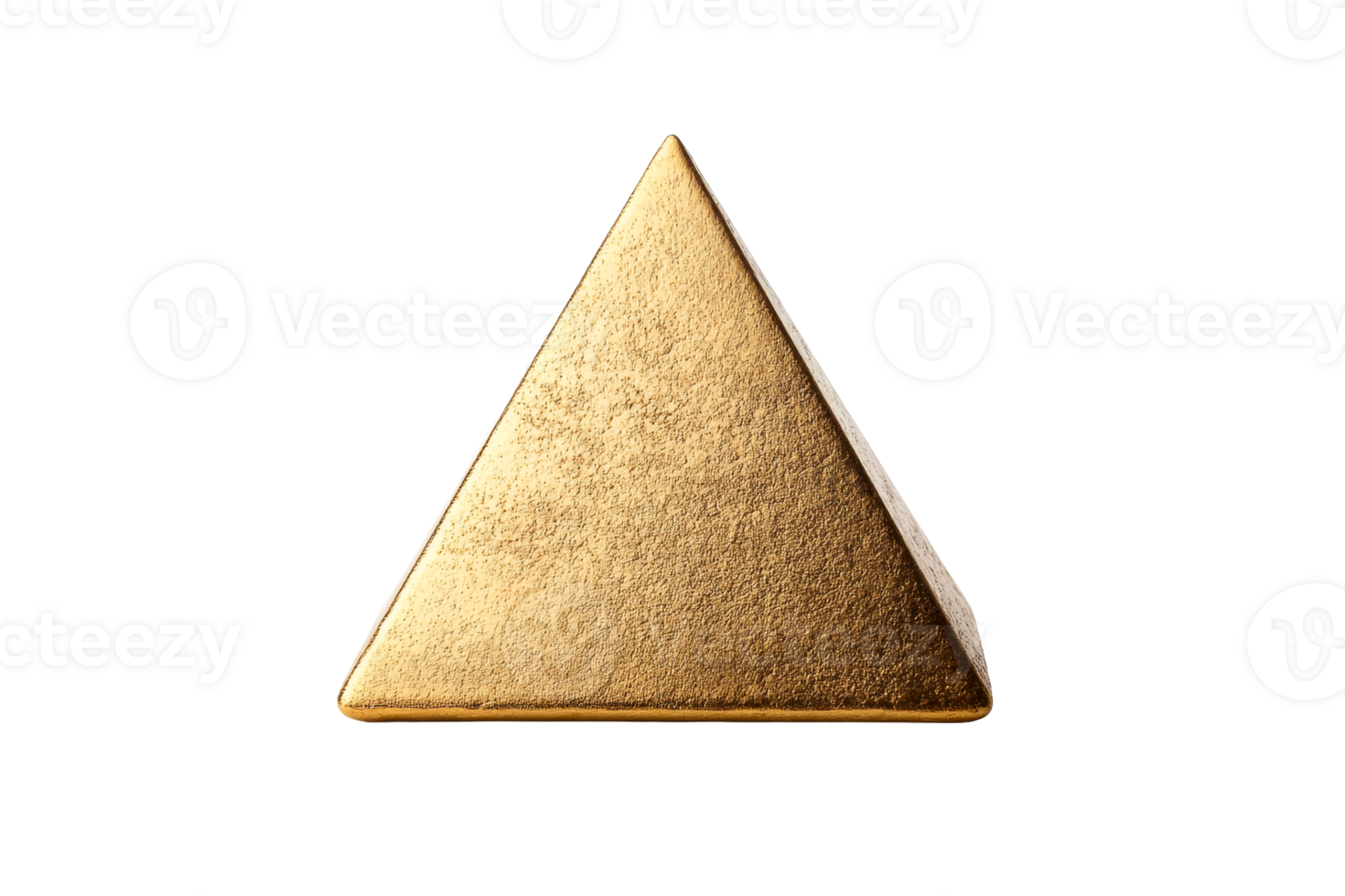 Gold triangular sculpture with smooth surface and sharp edges png