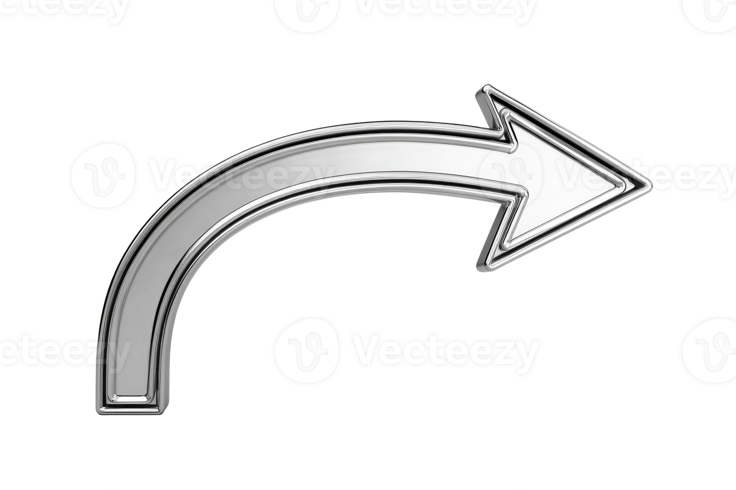 Curved right arrow design on a transparent background for various uses png