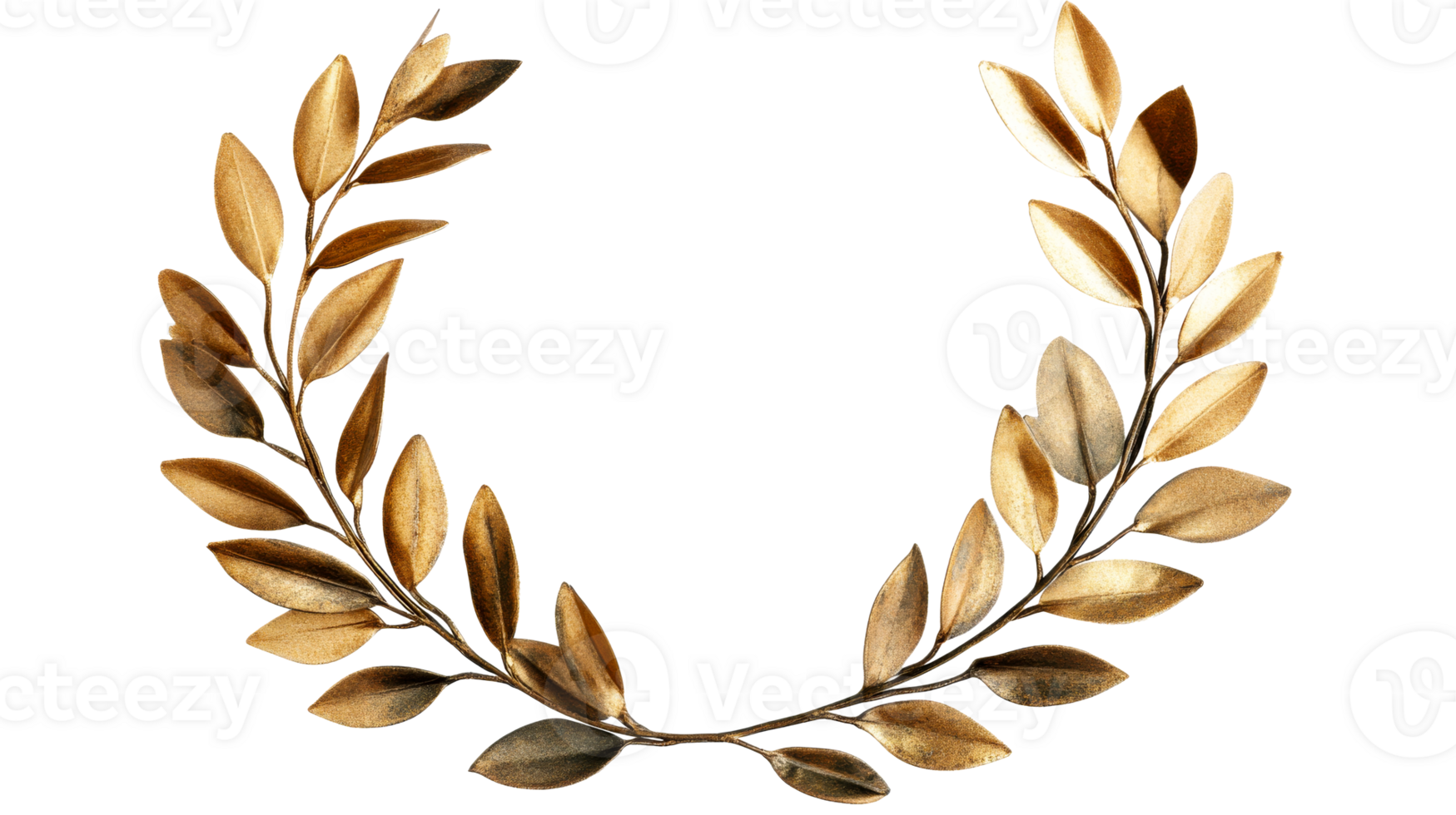Elegant golden laurel wreath on transparent background png