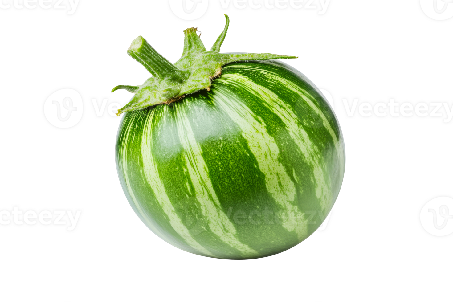 Green striped tomato on transparent background perfect for food art png