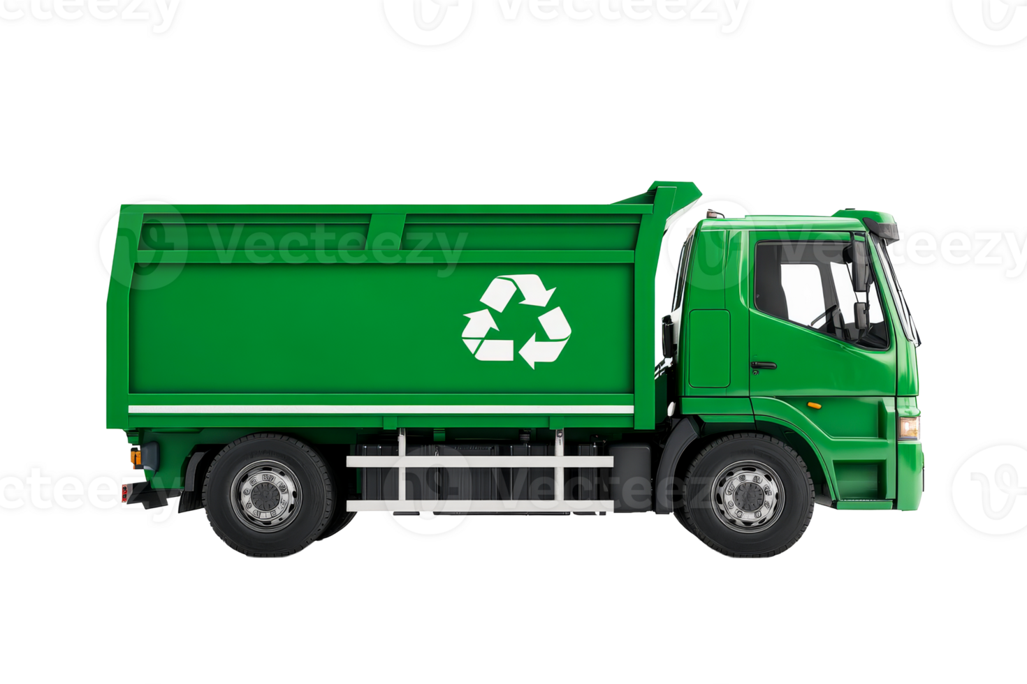 Green recycling truck on clear background for eco initiatives png