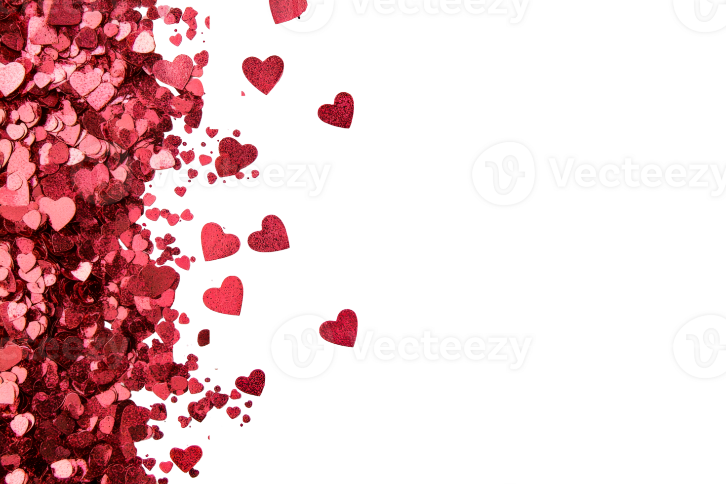 Red heart confetti on a clear background for celebrations png