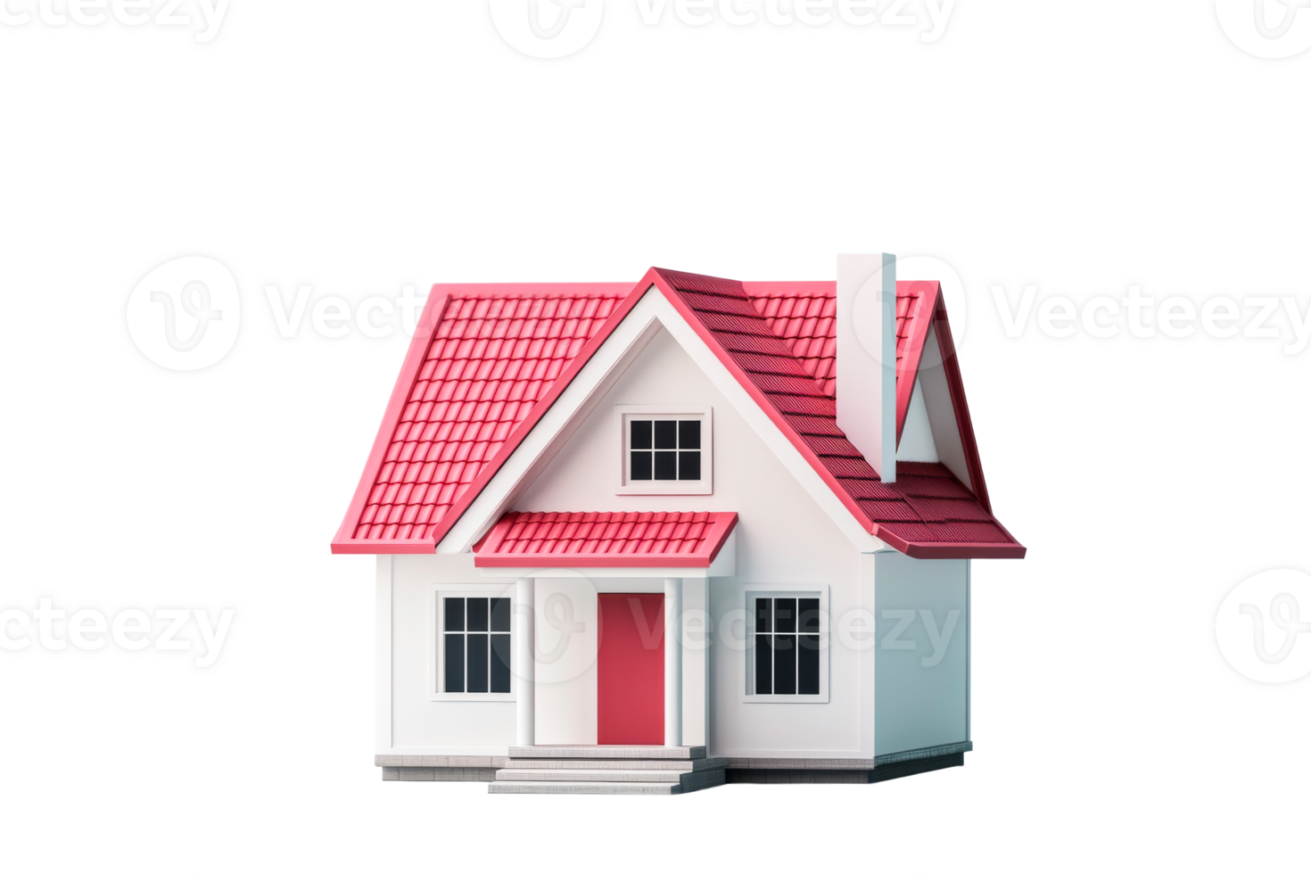 Charming small house model with red roof and white walls png