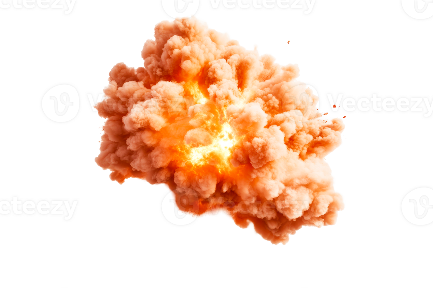Explosion with orange smoke on a transparent background png