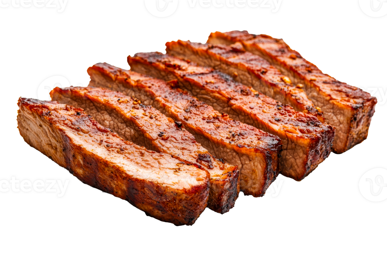 Delicious grilled beef brisket slices on transparent background png