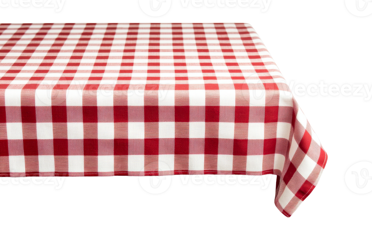 Classic red and white checkered tablecloth on transparent background png