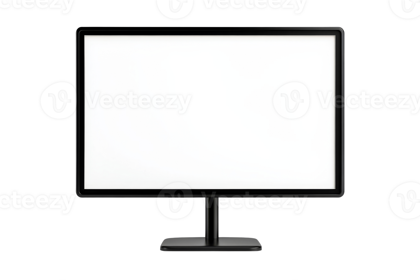 Blank monitor on a black stand with clear background png
