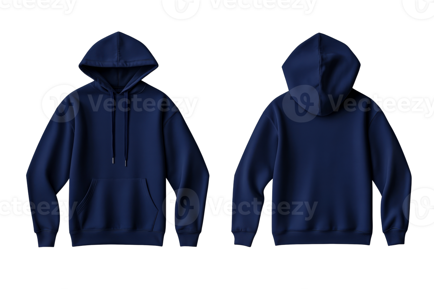 Classic navy blue hoodie design with a transparent background png