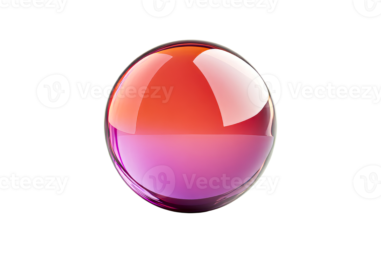 Colorful transparent sphere with gradient shades of red and purple png