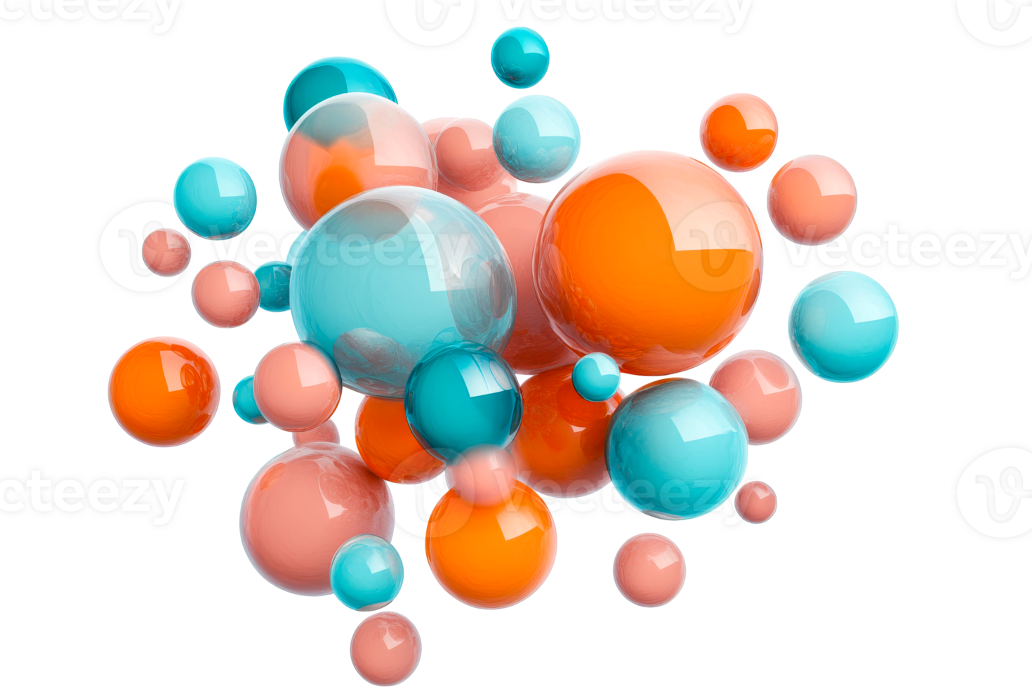 Colorful spheres in varying sizes against a transparent background png