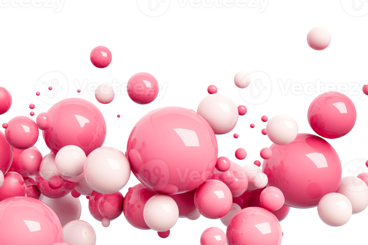 Pink and white spheres clustered on a clear backdrop png