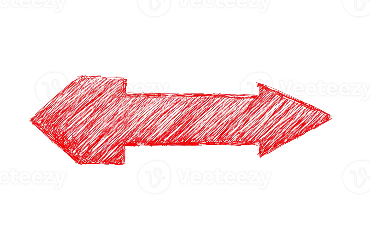Sketchy red right arrow on transparent background png