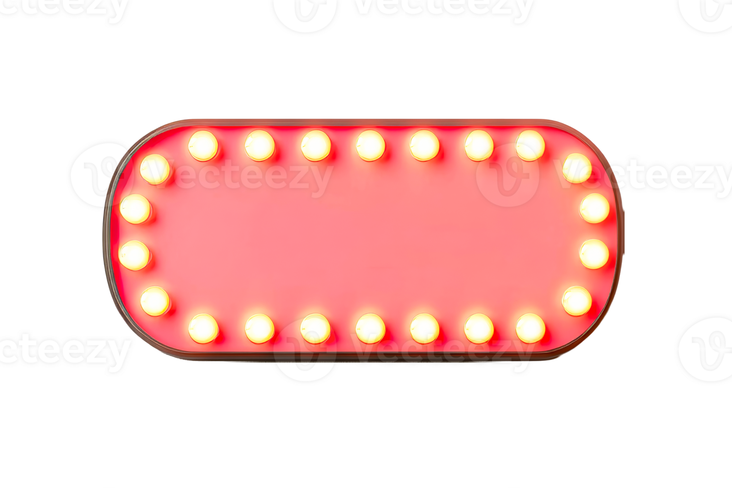 Vintage marquee sign with warm light bulbs on transparent background png