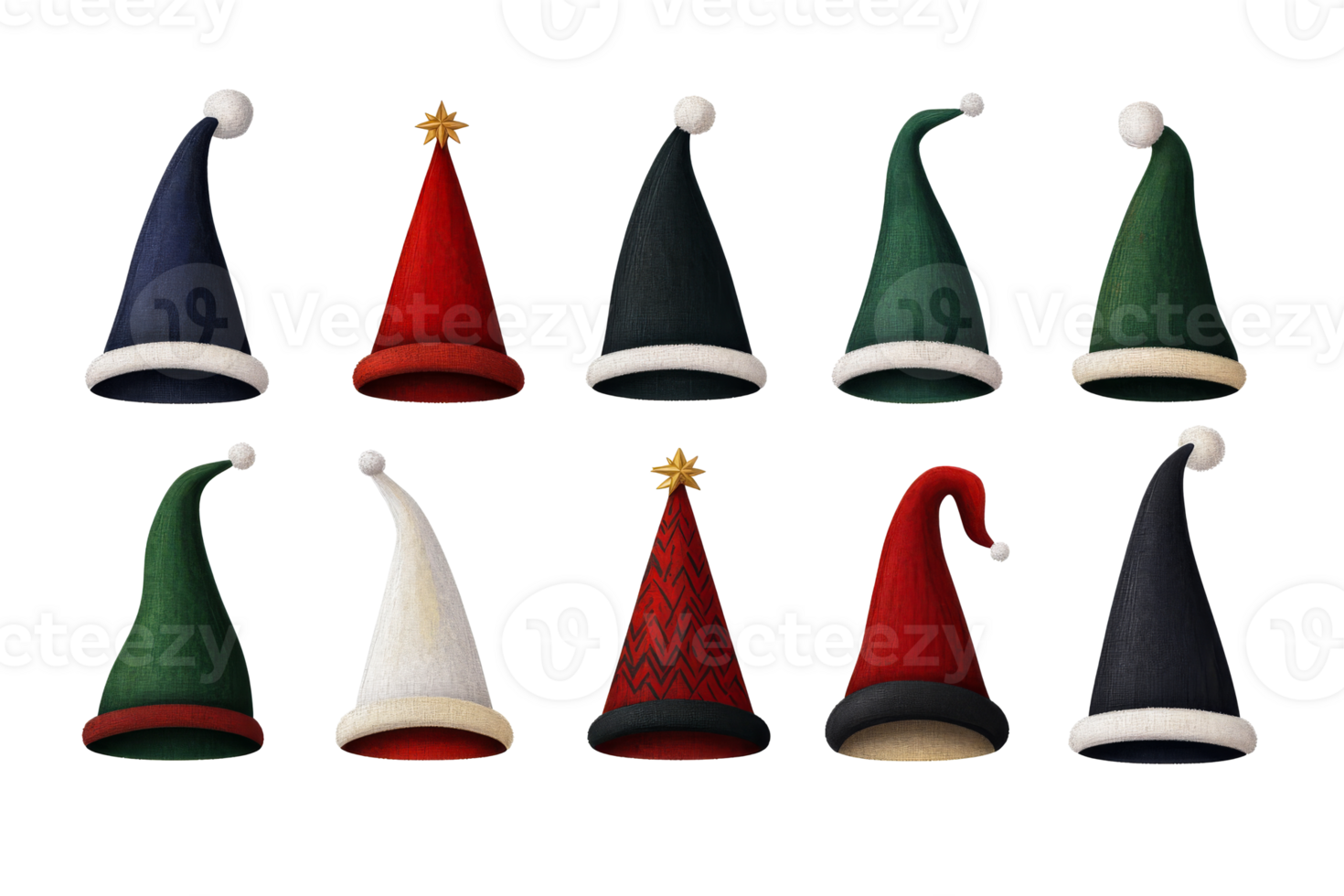 Variety of festive hats with transparent background for holidays png