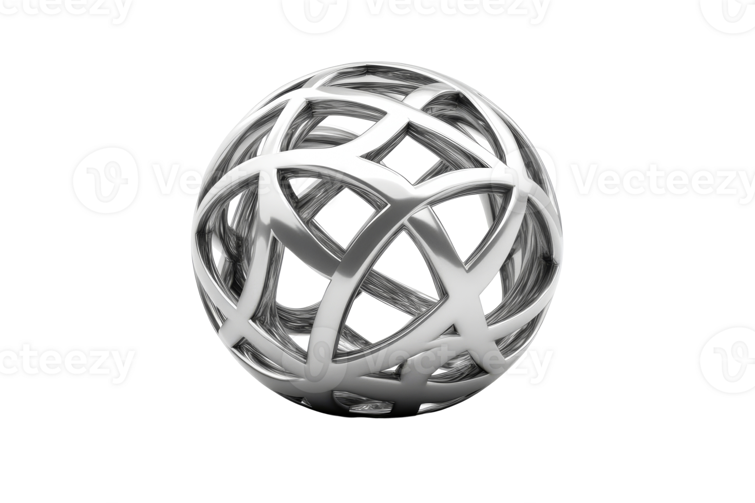 Intricate metallic sphere design with transparent background png