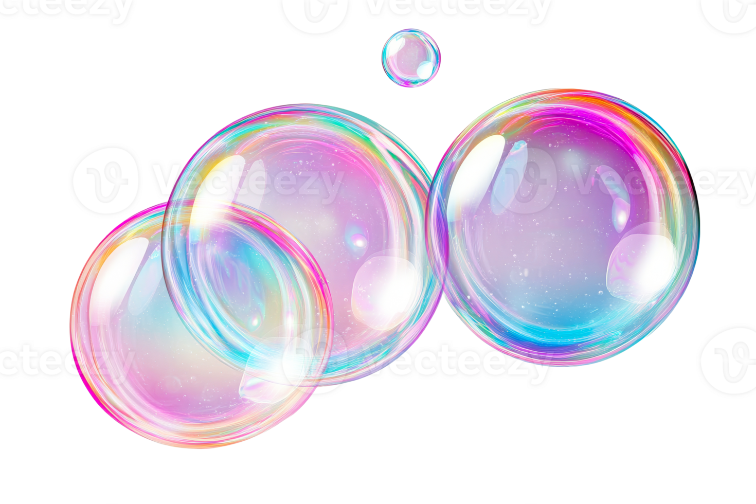 Colorful soap bubbles floating against a transparent background png