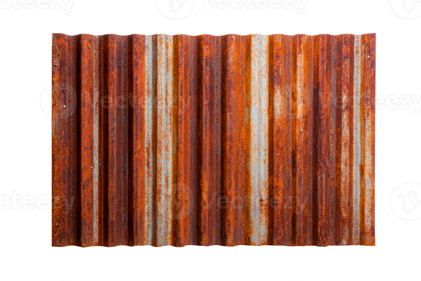 Textured corrugated metal sheet with rust and weathering effects png