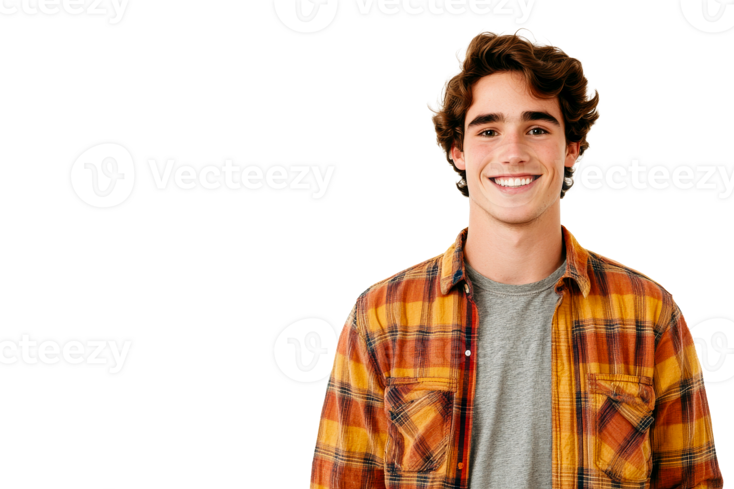 Young man smiling in casual shirt with a warm expression png