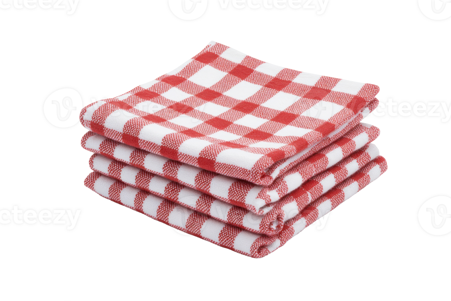 Red and white checkered kitchen towels stacked neatly png