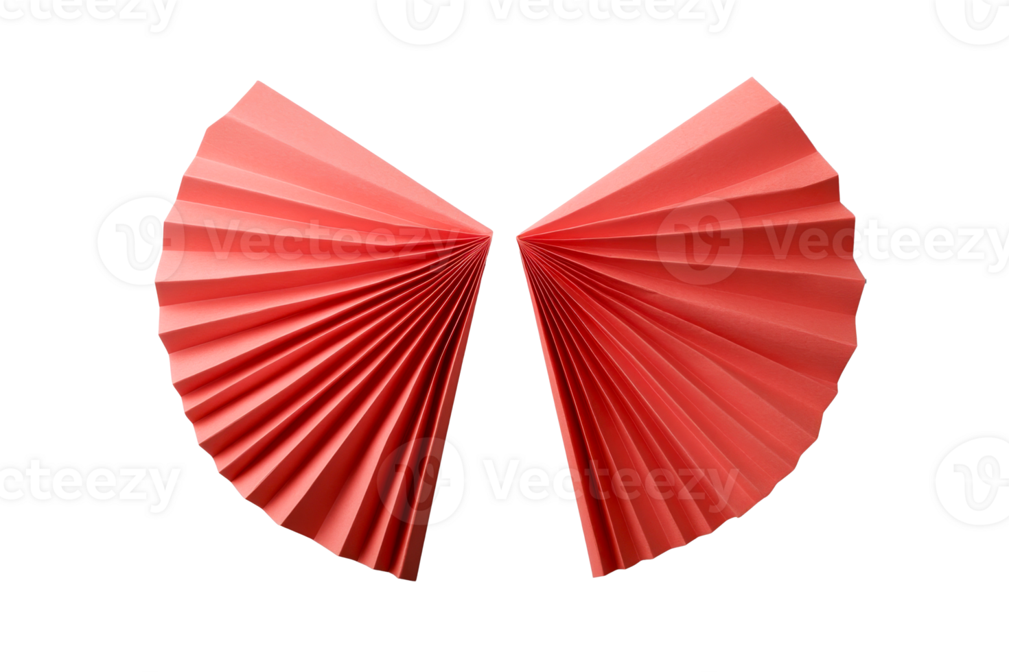 Unique red paper fan design with a transparent background png