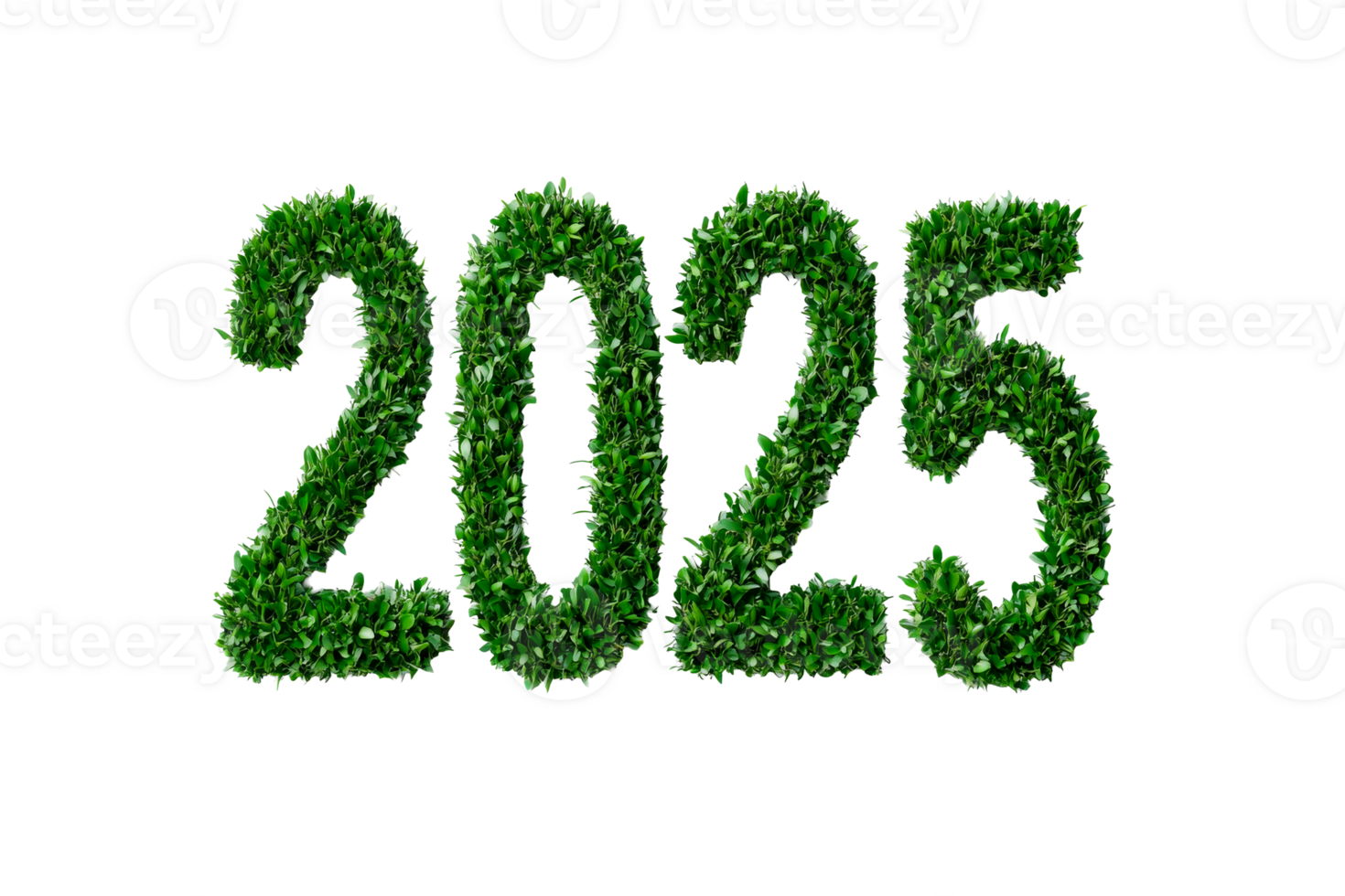 Green 2025 sign made of leaves for eco friendly events png