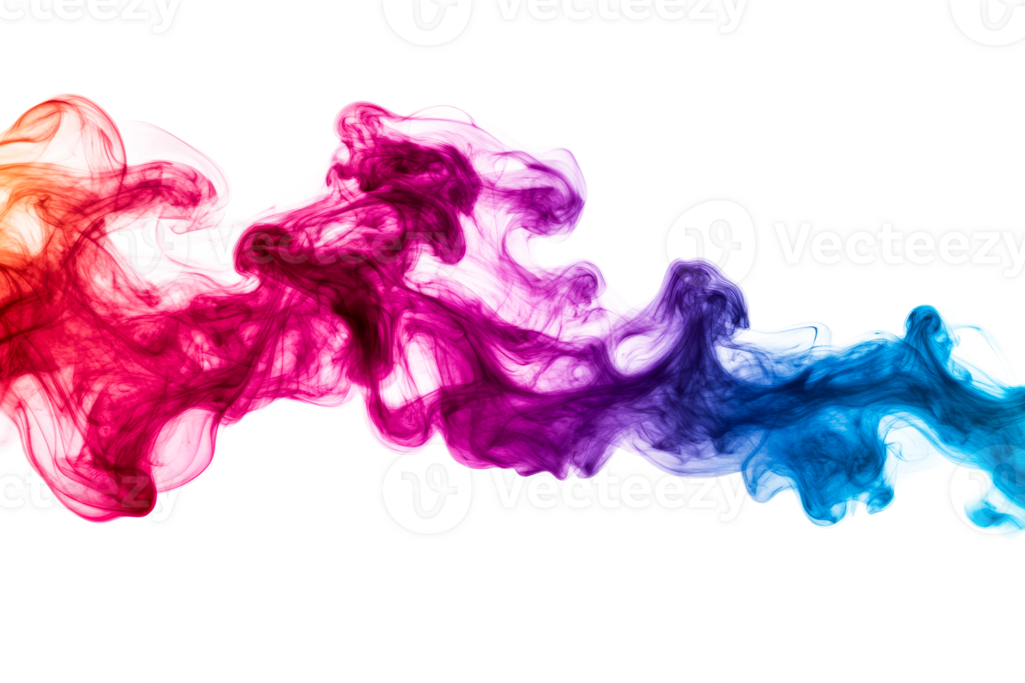 Colorful smoke trail with vibrant gradients, artistic flow, cut out transparent png