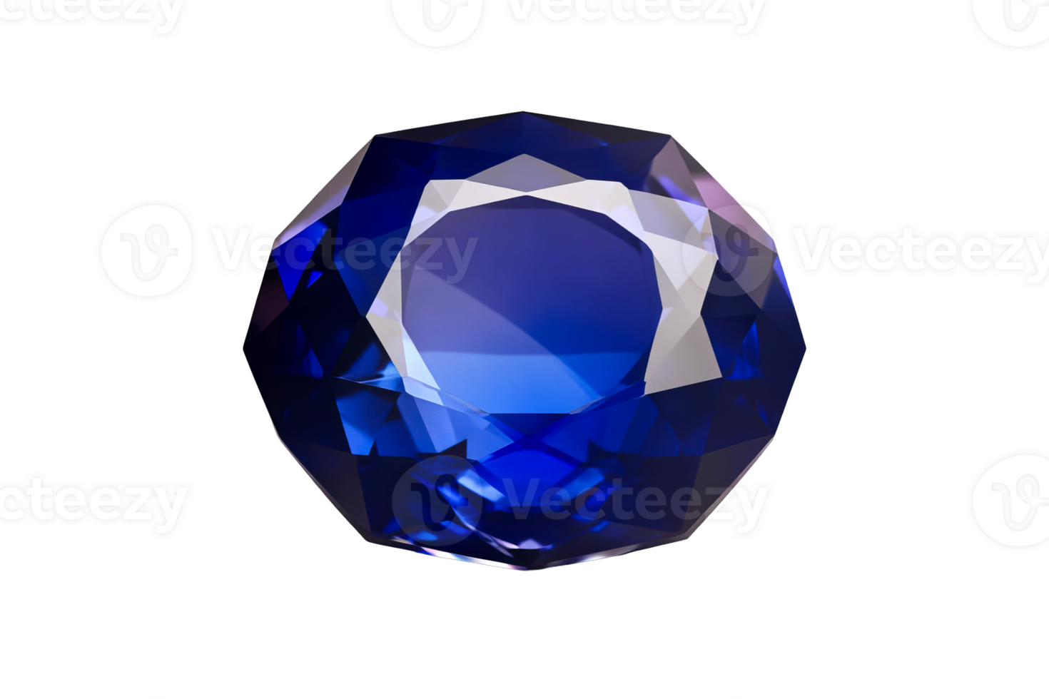 Sapphire gemstone with dark blue color, cut out transparent png