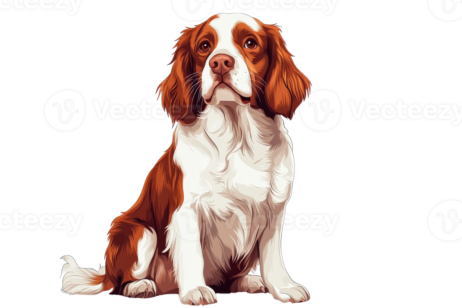 Springer Spaniel Portrait, Canine Friend, Pet Illustration, cut out transparent png