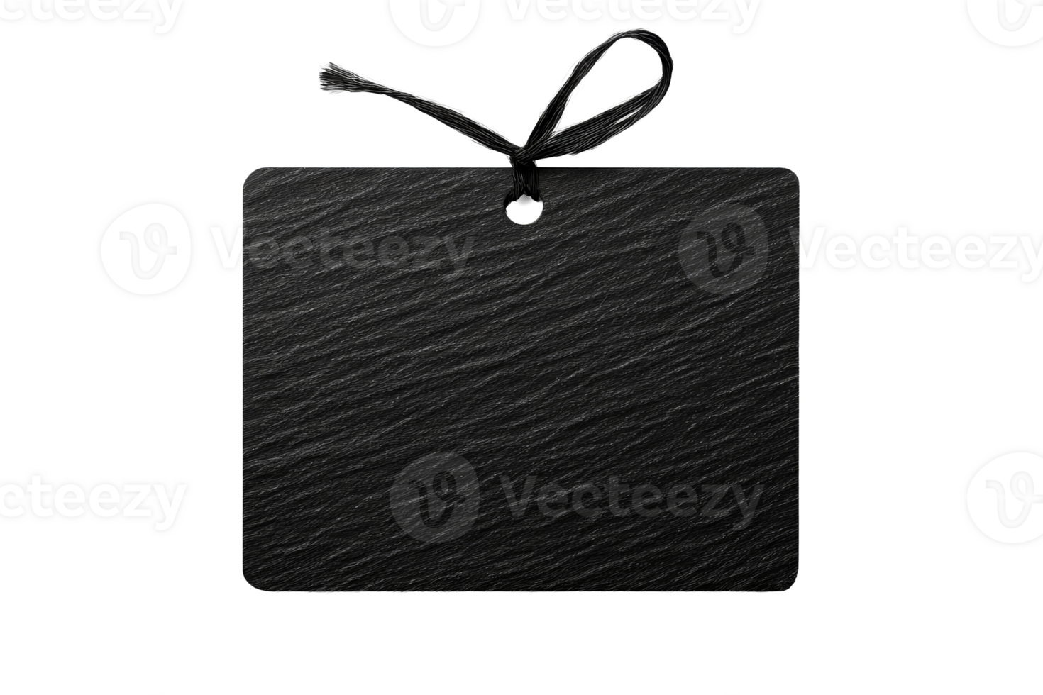 Square slate tag with twine tie, rustic blank label , cut out transparent png