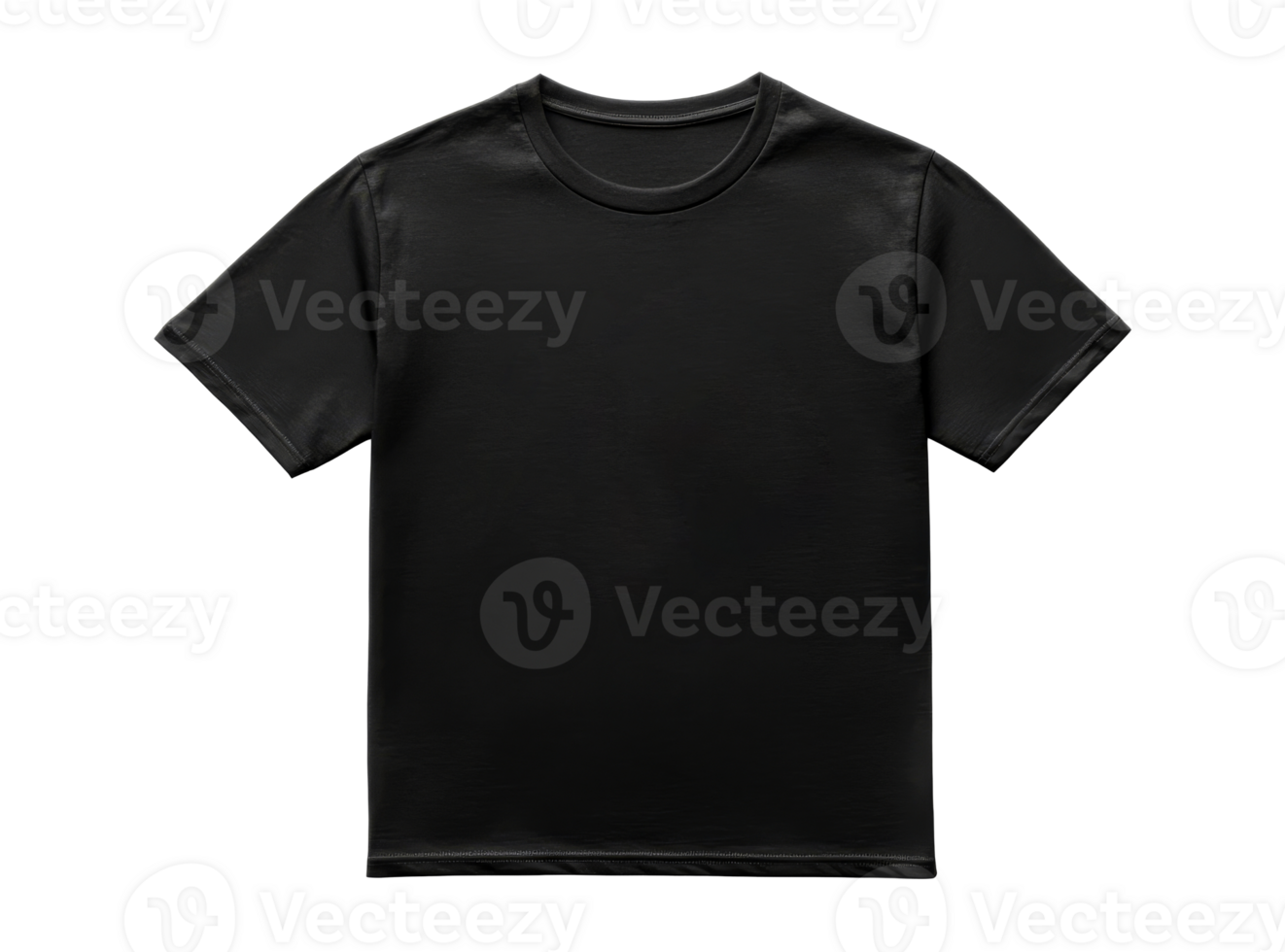 Black plain t-shirt mockup template, empty surface texture , cut out transparent png