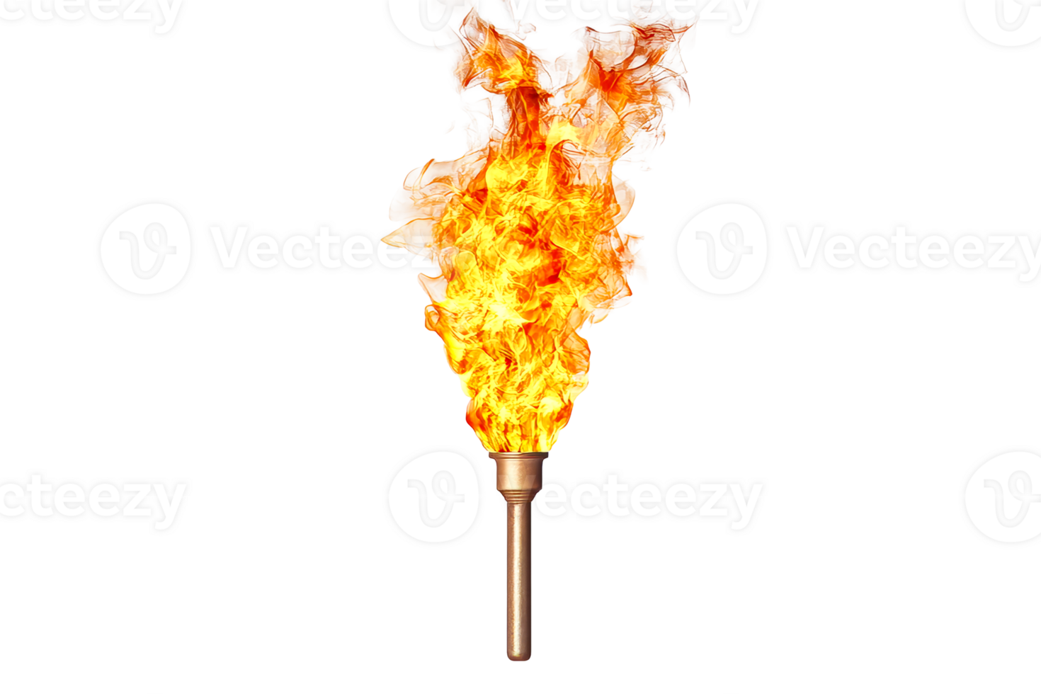 Burning torch with flame, symbol of competition and inspiration, cut out transparent png