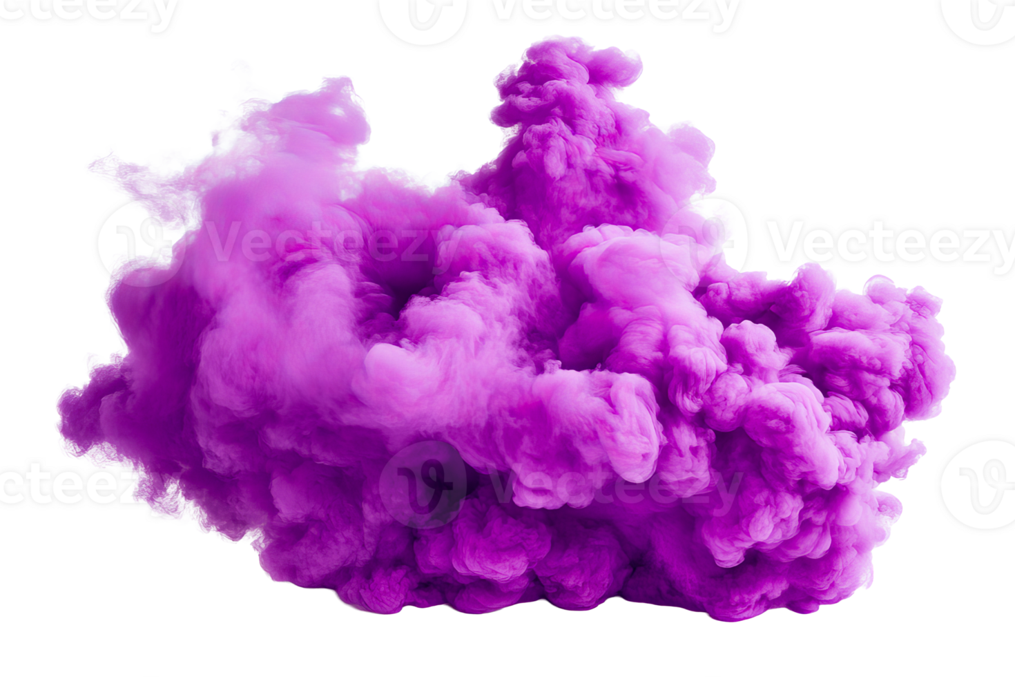 Violet gas cloud spreads across background with high density, cut out transparent png