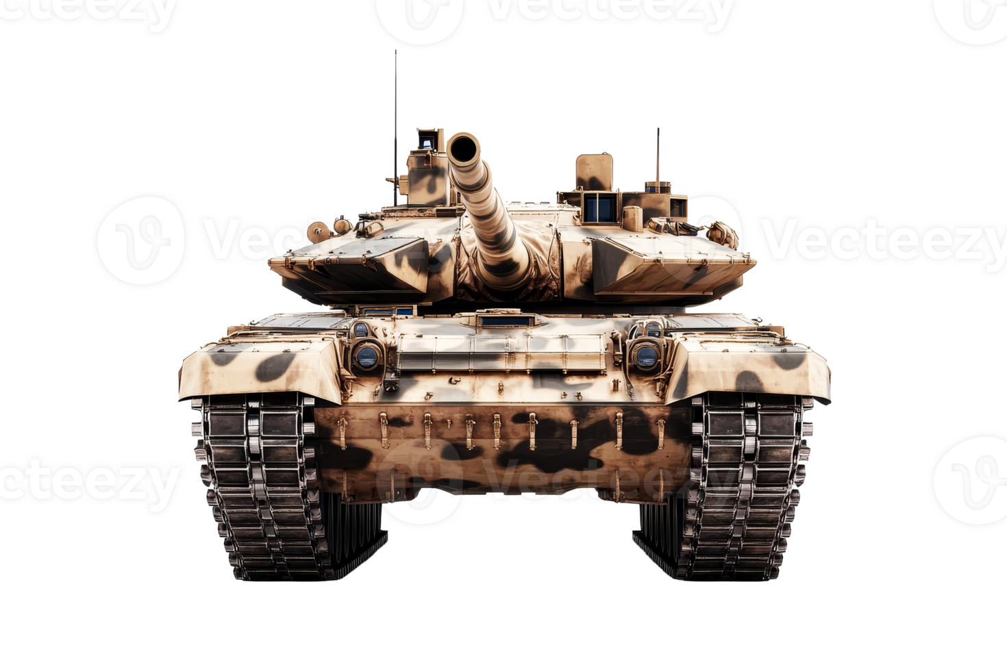 Armored vehicle with black spots camouflage, isolated tank, cut out transparent png