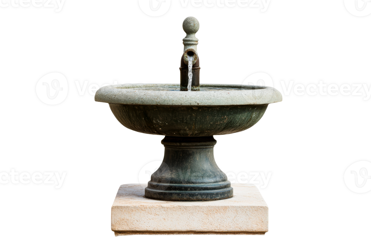 Water Fountain with Water Flowing, Ornamental Feature, cut out transparent png