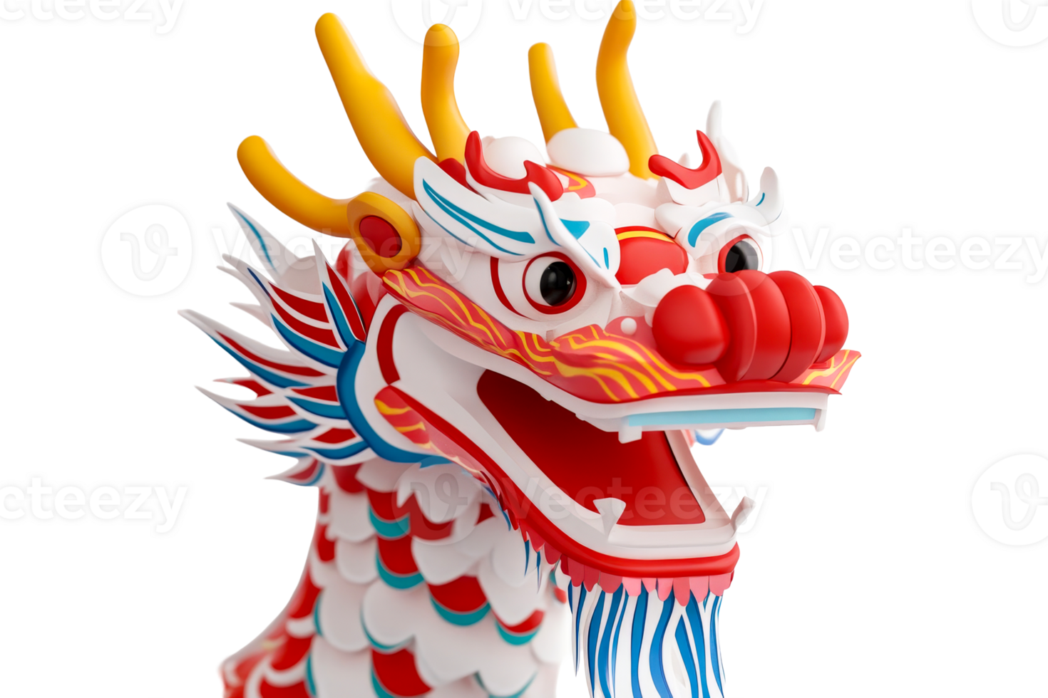 Colorful dragon illustration with intricate details, cut out transparent png